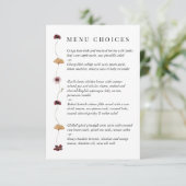 Geperste Wildflower Wedding Menu Keuzes Kaart (Staand voorkant)