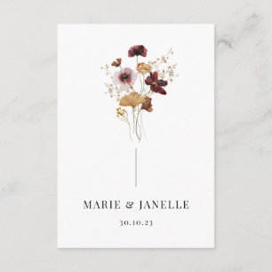 Geperste Wildflower Wedding Menu Keuzes Kaart