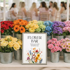 Geperste Wildflowers Baby shower Bloemenbalkteken Poster