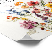 Geperste Wildflowers Baby shower Bloemenbalkteken Poster (Hoek)