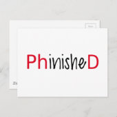 Gephinded, woordkunst, tekstontwerp voor promovend aankondigingskaart (Voorkant / Achterkant)