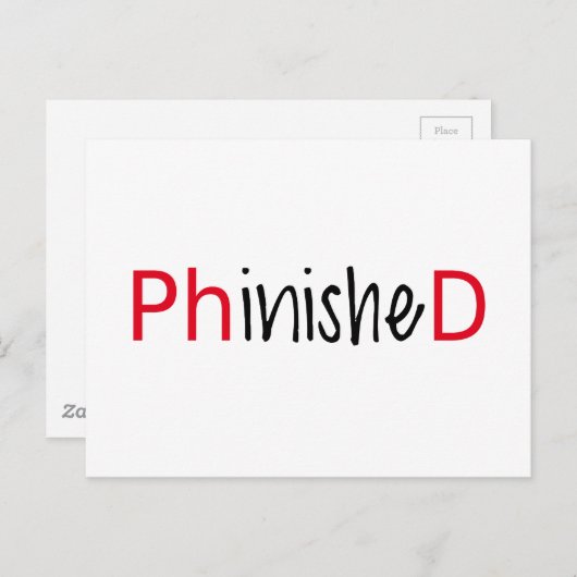 Gephinded, woordkunst, tekstontwerp voor promovend aankondigingskaart (Voorkant / Achterkant)