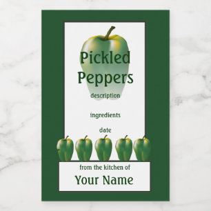 Gepikkelde Dell Peppers Groene 2x3 Voedselcontainer Etiket
