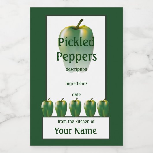Gepikkelde Dell Peppers Groene 2x3 Voedselcontainer Etiket (Enkel label)