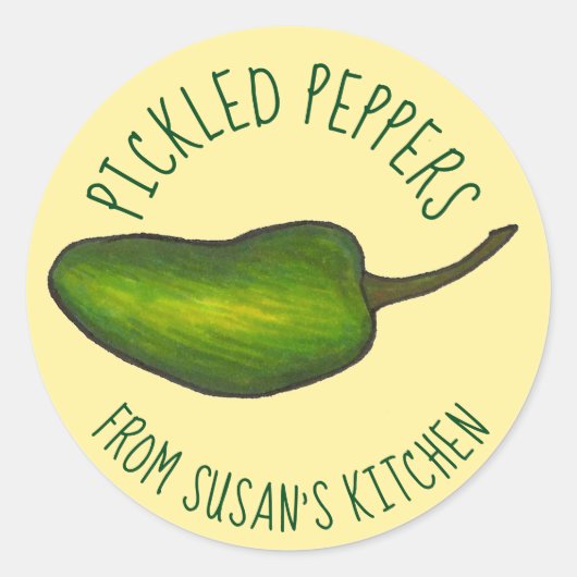 Gepikkelde pantoffels Groen warm Jalapeno Persoonl Ronde Sticker (Voorkant)