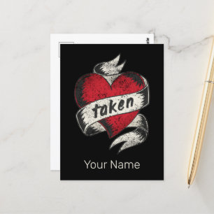 Gepikt En Verliefd Vintage Tattoo Hart Verlovingsr Briefkaart