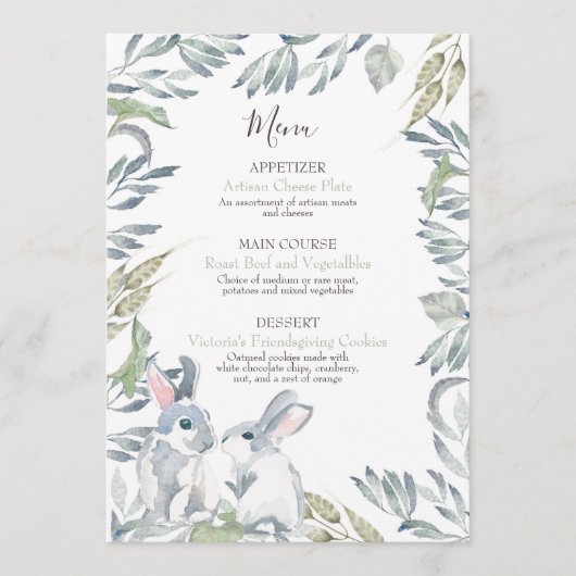 Gepilde bladeren en Waterverven houtkap Menu (Voorkant)