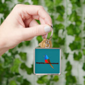 Gepilde Bunting Bird op Premium Sleutelhanger (Hand)
