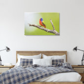 Gepilde Bunting Passerina ciris) zingend man Canvas Afdruk (Insitu (Slaapkamer))