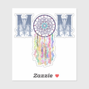 Gepilde Denim en Dream Catcher MOM   Prachtig Sticker