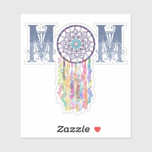 Gepilde Denim en Dream Catcher MOM | Prachtig Sticker (Vel)