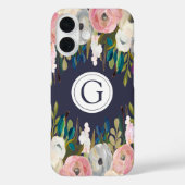 Gepilde Floral Navy Monogram Iphone 6 Hoesje (Achterkant)