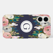 Gepilde Floral Navy Monogram Iphone 6 Hoesje (Achterkant (horizontaal))