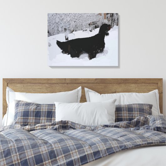 Gepilde Gordon Setter in Snowstorm Wrapped Canvas (Insitu (Slaapkamer))