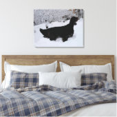 Gepilde Gordon Setter in Snowstorm Wrapped Canvas Afdruk (Insitu (Slaapkamer))