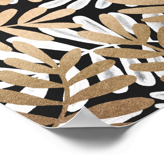 Gepilde gouden witte Waterverf verlaat het patroon Poster (Hoek)