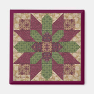 Gepilde Green Burgundy Star Magneet