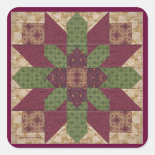Gepilde Green Burgundy Star Vierkante Sticker