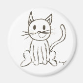 Gepilde Kat Ronde magneet (Voorkant)