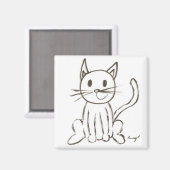 Gepilde Kat Square Magnet (Voorkant / Achterkant)