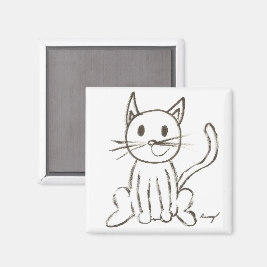 Gepilde Kat Square Magnet (Voorkant / Achterkant)