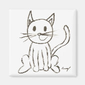 Gepilde Kat Square Magnet (Voorkant)