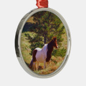 Gepilde Pony door de pine Metalen Ornament (Rechts)