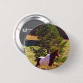 Gepilde Pony door de pine Ronde Button 5,7 Cm (Voorkant /achterkant)