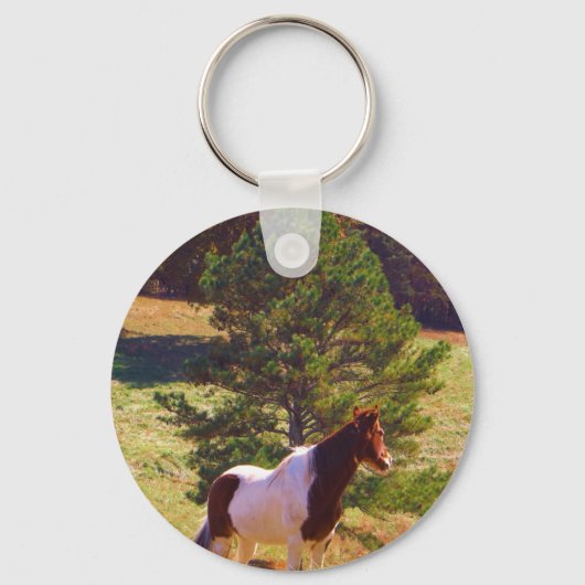 Gepilde Pony door de pine Sleutelhanger (Voorkant)