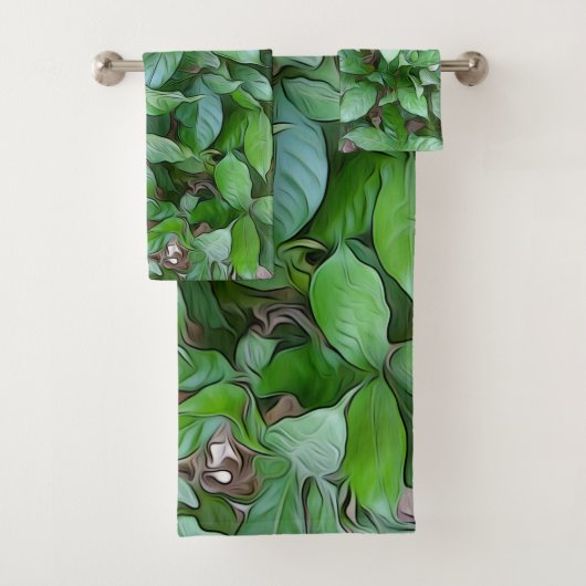 Gepilde tuingroene bladeren bad handdoek (Insitu)