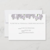 Gepilde Wisteria Wedding RSVP met maaltijdkeuze (Achterkant)