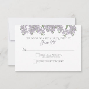 Gepilde Wisteria Wedding RSVP met maaltijdkeuze