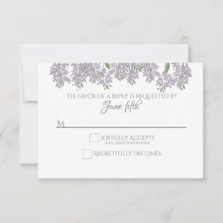 Gepilde Wisteria Wedding RSVP met maaltijdkeuze
