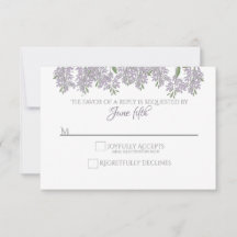 Gepilde Wisteria Wedding RSVP met maaltijdkeuze
