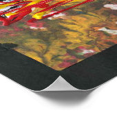 Gepiliseerd rood oranje geel blauw poster (Hoek)