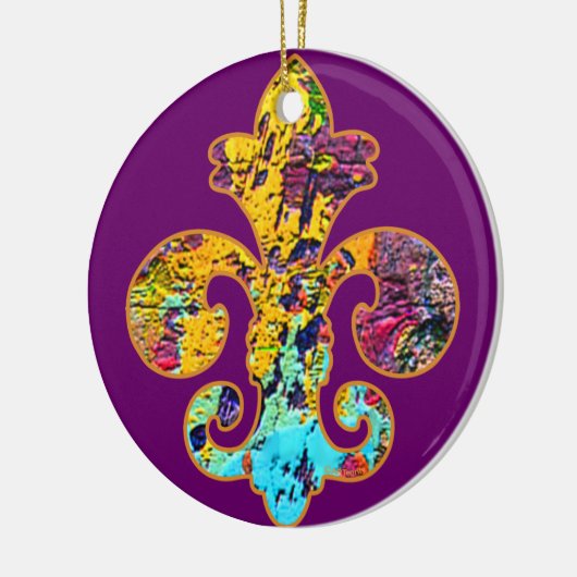 Gepilleerde Fleur de lis 4 Keramisch Ornament (Links)