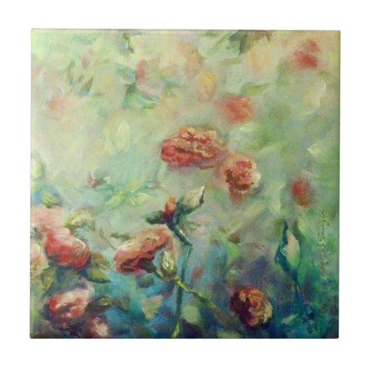 Gepilleerde Rozen keramische tegels Tegeltje (Voorkant)