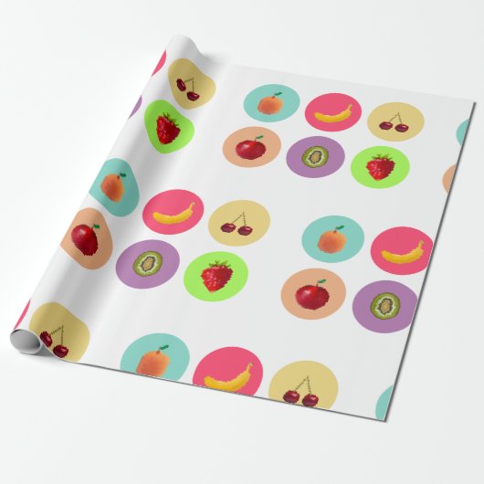 gepixeld fruit cadeaupapier (Uitgerold)