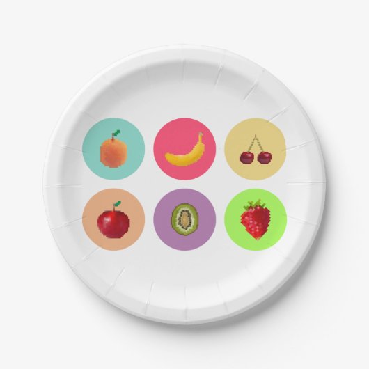 gepixeld fruit papieren bordje (Voorkant)