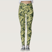Gepixelde bosgroene beige camouflage leggings (Voorkant)