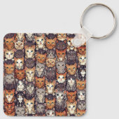 Gepixelde Digitale Kleurrijke Katten Sleutelhanger (Achterkant)