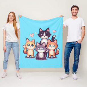 Gepixelde Kleurrijke Kittens  Fleece Deken