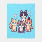 Gepixelde Kleurrijke Kittens  Fleece Deken (Voorkant)