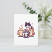 Gepixelde Kleurrijke Kittens Wit Briefkaart (Staand voorkant)