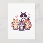 Gepixelde Kleurrijke Kittens Wit Briefkaart (Voorkant)