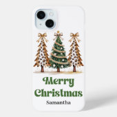 Gepixelde luipaardprint kerstbomen op maat Case-Mate iPhone case (Achterkant)