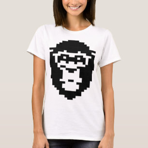 gepixelde ontwerp van een apengezicht t-shirt