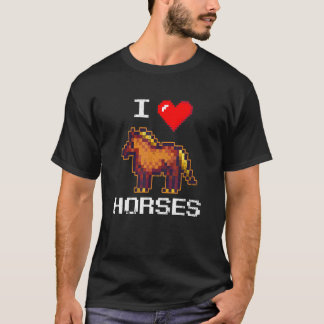 Gepixelde paardenboerderij dier paardeneigenaar bo t-shirt