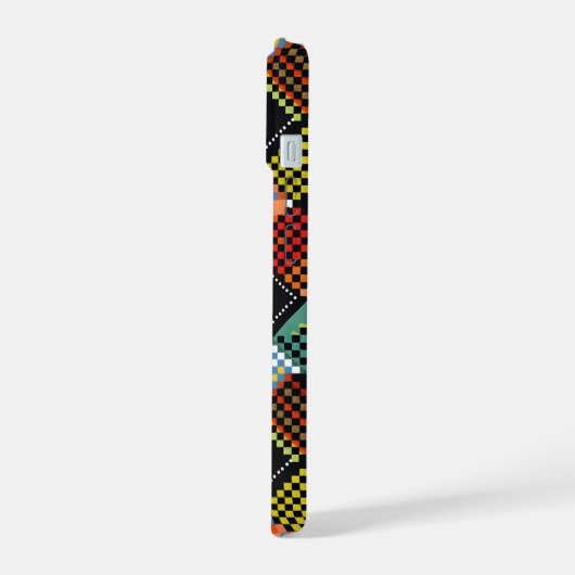 Gepixelde Patchwork iPhone 15 Case (Linkerkant)
