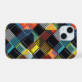 Gepixelde Patchwork iPhone 15 Case (Achterkant horizontaal)